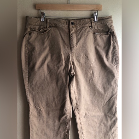 J.Jill Straight Slim Boyfriend Brown Pants Size 14 - Picture 2 of 9